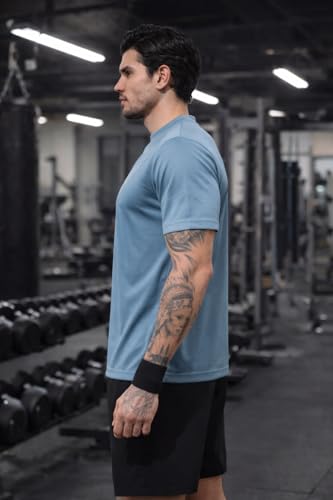 Image of Kvetoo Mens Dry Fit Gym T Shirt Quick Dry Sweat Proof Breathable Workout Tee Muscle Fit Athletic Sports T Shirt for Gym Running Training