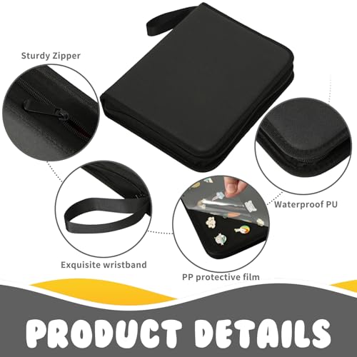 Image of Oeun fan Enamel Pin Display Book, 6-Page Pin Trading Book, Portable Pin Bag and Pin Board (PU Black)