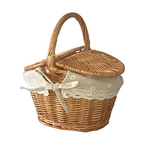 URMAGIC Vintage Wicker Picnic Basket Cover