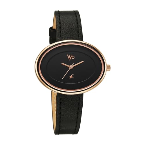 Image of Fastrack Vyb Mirage Quartz Analog Black Dial Black Split Leather Strap Watch for Women - FV60103WL01W