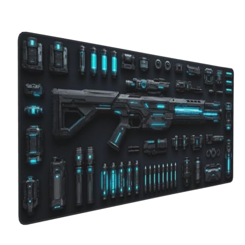 Futuristic Weapons Vault Desk Mat 16"x35.5" Gaming Mouse Pad