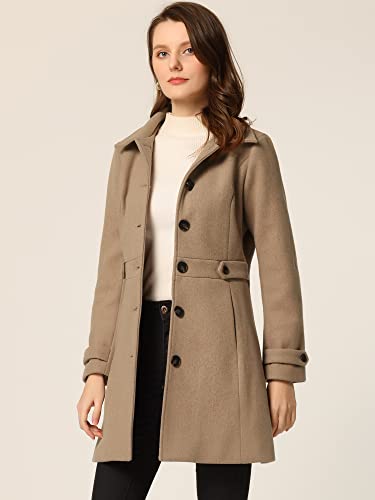 Image of Allegra K Women's Winter Classic Overcoat with Pockets Single Breasted Coat | Soft pea coat, Fully lined outerwear, Trendy, Fall office peacoat, Warm casual holiday everyday wear,