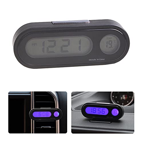 Ziyan Auto Mini Uhr Thermometer 2in1 LED Leuchtend Digitalanzeige Digitaluhr Fahrzeug Armaturenbrett Uhr für PKW Auto LKW KFZ