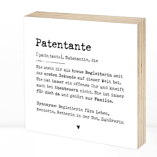 Wunderpixel® Holzbild Definition Patentante - 15x15x2cm zum Hinstellen/Aufhängen, echter Fotodruck