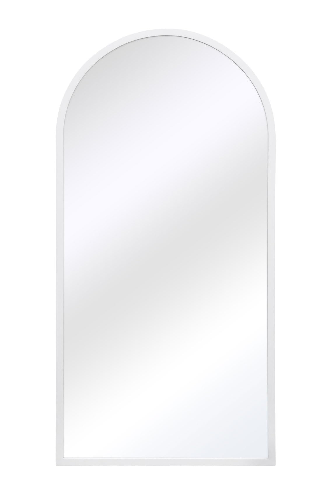 MirrorOutlet The Arcus - Specchio da parete ad arco moderno con cornice in metallo bianco, 120 x 60 cm, cornice larga 2 cm e profondità 3 cm.