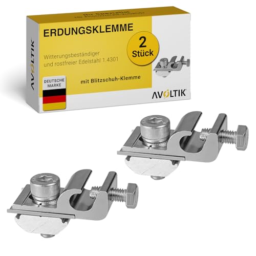 Avoltik Erdungsklemme für PV Module 2 Stück I Solar Panel Klemmen aus robustem & hochwertigem Aluminium I rostfreie & langlebige PV Erdungsklemme I praktisches Solar Zubehör mit Blitzschutz Klemme