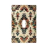 Ihsourgnitnem Decorative Light Switch Cover Southwest Rustic American Indian Aztec Boho 1 Gang Single Toggle Device Electrical Faceplate Switchplates Decorator Outlet Wall Plate for Bed Room Decor