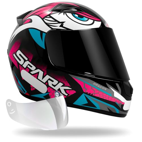 Capacete Feminino Ebf Dragon Rosa Brilhatne + Viseira Fumê (60)