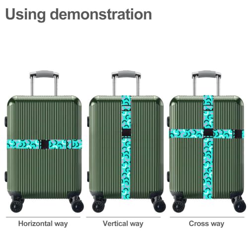 Image of Luggage Straps for Suitcases TSA Approved Easy Pack Organized Suitcase Strap, Luggage Strap, Luggage Belt Strap, Bag Straps for Luggage. Buckle Straps Travel Accessories (Turqoise)