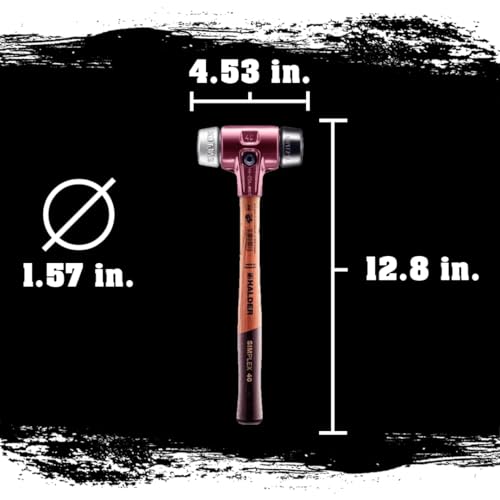 Image of Halder Simplex 1.5 lb. Soft-Face Mallet with Black Rubber and Aluminum Inserts, Cast Iron Housing and Wood Handle