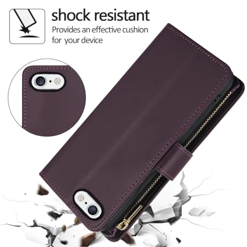 Coque iPhone 6 Plus / 7 Plus / 8 Plus étui portefeuille fermeture éclair - 6