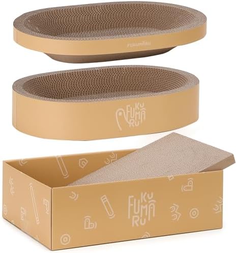 FUKUMARU Rascador para Gatos, Juego de 3 rascadores, rascadores Resistentes de cartón Ondulado, ahorran Espacio y Son duraderos.