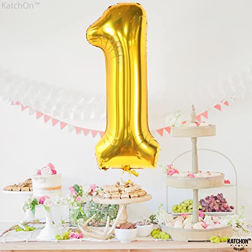 Image of KatchOn, Gold Number 1 Balloon 40 Inch, Happy Birthday Number Balloon