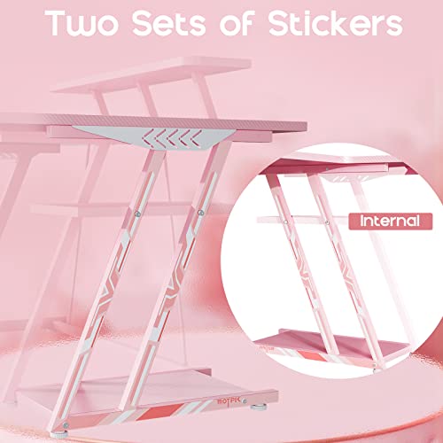 Motpk Gaming Desk With Power Outlet, L Shaped With Pc Shelf, Gaming Table Desk With Monitor Shelf, Gamer Desk With Carbon Fiber Texture, Desk Gaming Computer Desk, Piggy Pink, 39 Inch #TOP4