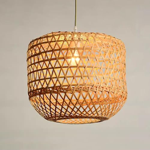 TCHAUSGZOZ Lámpara De Bambú Tradicional, Estilo Japonés, Base E26 Para Comedor, Cocina Y Espacios Estar(38cm)