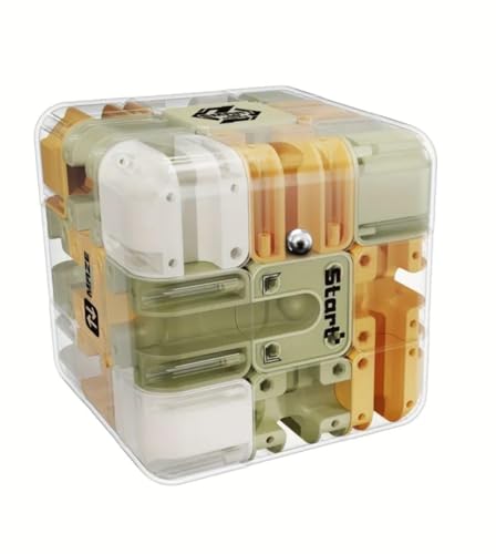 3D Maze Cube Puzzle Game with Ball - Transparent Labyrinth Brain Teaser Toy with Multi Path Design, Handheld Skill Puzzle for Kids & Adults | Focus, Logic and Stress Relief Activity