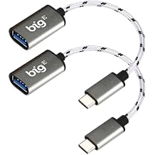 Big-E Turbo 5Gbps USB Type-C to USB 3.0 Adapter [2Pack] Compatible with Tecno Spark 10 Pro for Full OTG OTG On-The-Go Thunderbolt 3/4 Short Connector USBC Male to USB-Female Silver