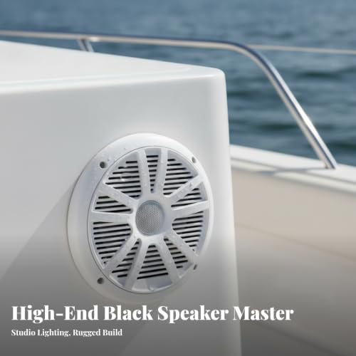 CAQYPVH Enceinte Marine Étanche 60W | Boîtier en Plastique Plastique, Enceinte Marine Grille Circulaire, pr Bateau, Plainciers, Marins, Noir – vue 4
