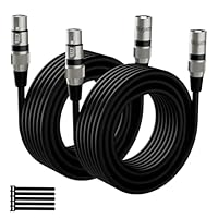 Mygatti XLR-Kabel Mikrofonkabel 10m(2 pack,schwarz),Stecker auf Buchse,3 polig abgeschirmt ausbalanciert Patchkabel,mit EMI-und RFI-Unterdrückung,Kompatibel mit Verstärker,Lautsprecher+5 Kabelbinder
