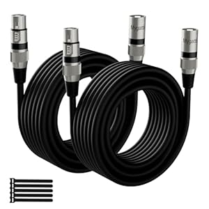 Mygatti XLR-Kabel Mikrofonkabel 10m(2 pack,schwarz),Stecker auf Buchse,3 polig abgeschirmt ausbalanciert Patchkabel,mit EMI-und RFI-Unterdrückung,Kompatibel mit Verstärker,Lautsprecher+5 Kabelbinder