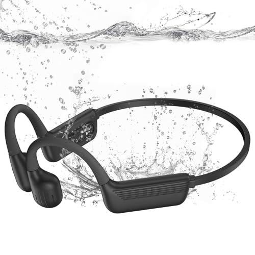MARLALL Swimming Headphones-Bone Conduction Headphones, IP68 Waterproof Open Earphones, LiteSurge Bluetooth 5.4 Underwater Sport Earbuds with 32 GB MP3 Memory for Swimming, Marathon-Black