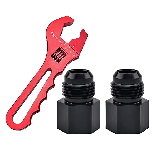 EVIL ENERGY 8AN Male to 3/8 NPT Female Fitting 2PCS Bundle with Adjustable 3AN-16AN Wrench Aluminum Red