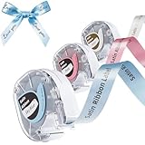 Phomemo P12 Satin Ribbon Label Tape for Gift Wrapping, Bows, Craft Wedding, 12mm x 2m Compatible with Dymo Label Maker Refills LT-100H LT-100T 200B, Phomemo P12 P12-Pro, LT12, F12,3 Pack, Blue Ribbon