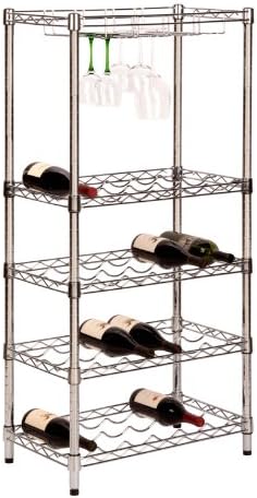 Honey-Can-Do SHF-04347 Microwave Bakers Rack with Adjustable Shelf, Chrome, 17L x 23W x 59H