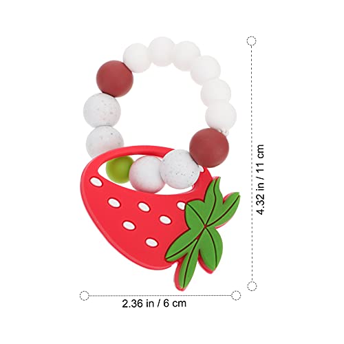 Teething Toys Baby Rattle Shaker 2Pcs Strawberry For Cartoon Chewing Silicone Fruit Kids Baby Bracelet Wristband Molar Sensory Chew Toy Biting Teething Baby Molar Bracelet Baby Toy #TOP3