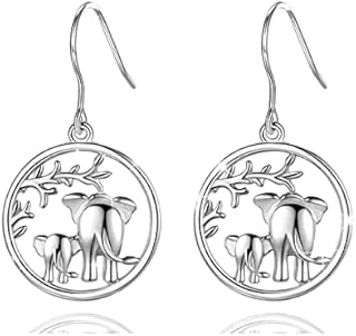 AEONSLOVE Sterling Silver Elephant Earrings for Women Dangling, Tree of Life Drop Earrings Elephant Jewellery Gift for Mother's Day Birthday