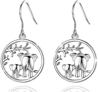 AEONSLOVE Sterling Silver Elephant Earrings Elephant Drop Dangle Earingings Elephant Gifts for Women