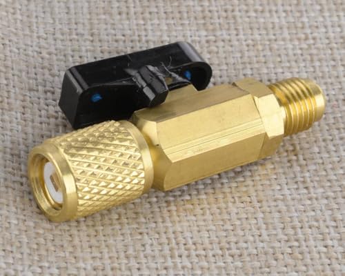 Válvula de cierre rápido recta de 1/4" SAE color azul para recarga de refrigerantes HVAC R134A, R22, R12 y R410A miniatura 4