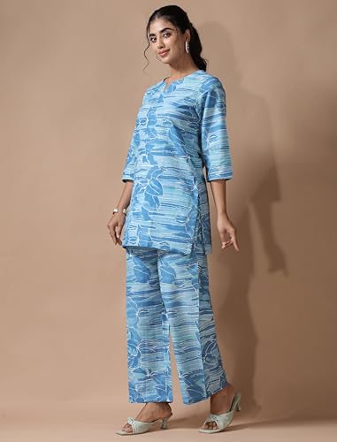 Image of Pinkmint Women's Pure Cotton Co Ord Set l Kurta Sets for Women |Kurta Sets| Printed Kurta with Pant l Stylish Pocket & 3 /4 Sleeve Women Co-ord Set (Avaiable in Plus size)