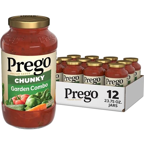 Prego Chunky Garden Combo Pasta Sauce, 23.75 Oz Jar (Case of 12)