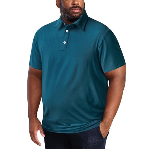 TAPULCO Men's Big and Tall Golf Polo Shirt Moisture Wicking Lightweight Breathable Short Sleeve Shirts for Sports, Gym & Casual Wear Deep Teal 5X-Large3
