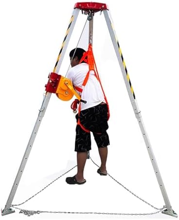 Fall Arrest Kits, Confined Space Rescue Tripod, Sewer Rescue Tripod with Safety Self-Locking Device, Emergency Firefighting Rescue Rope System for Traditional Confined Spaces (Size : 1800lbs