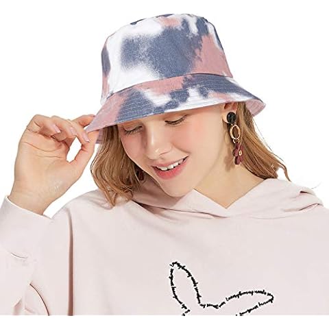 DOCILA Fashion Tie Dye Aesthetic Bucket Hat for Women Men Vibrant Design Cotton Fisherman Sun Caps - pink - M Cover