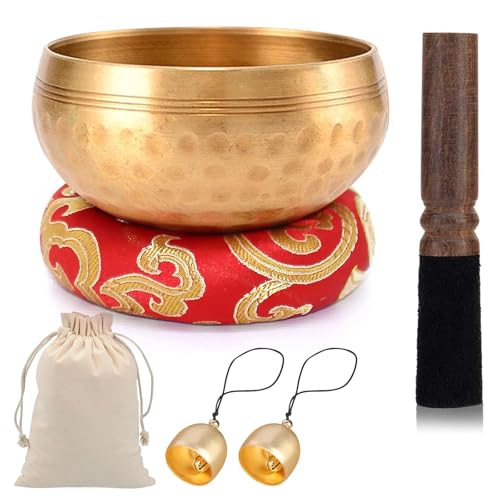Tibetan Singing Bowl Set, 8.5 cm Authentic Hand Tibetan Singing B...