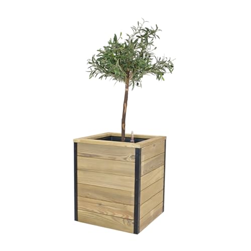 Hortalia Nidum Jardinera de Madera tratada con Sistema de autorriego – Capacidad 67 L – Interior y Exterior (50x50x60)