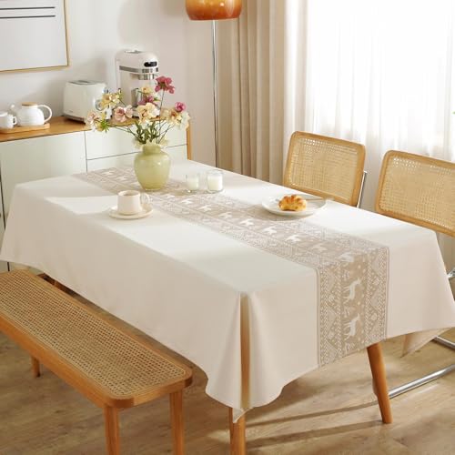 Nappe rectangulaire vintage lin 140x260 décoration table à manger - 4