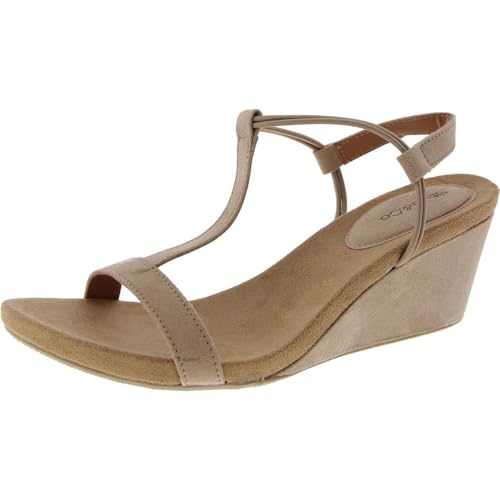 Style & Co. Womens Mulan Faux Suede T-Strap Sandals Taupe 8.5 Medium (B,M)