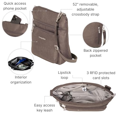 Image of Baggallini Modern Pocket Crossbody Bag for Women, 8.5 inchx8.5 inch Handbag Purse with RFID, Lightweight Water-Resistant