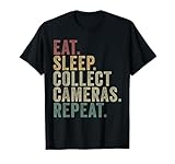 Un design Eat Sleep Collect Cameras Repeat per collezionisti di fotocamere, fotografi, appassionati di fotocamere vintage, utenti di fotocamere cinematografiche, appassionati di fotocamere digitali e hobbisti che amano costruire collezioni, ripristinare attrezzi e seguire marche e modelli di fotocamere