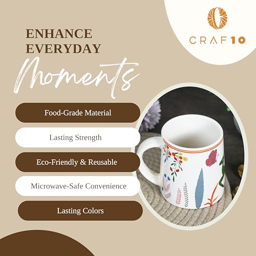 Image of CRAF10 Green Stag Ceramic Tea /Coffee Mug - Single Piece, 330 ML, Elegant & Durable, Office use