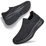 Womens Walking Shoes Slip on Tennis Shoes Non Slip Breathable Athletic Gym Workout Cross Training Sneakers Zapatos para Mujer Black Size 9