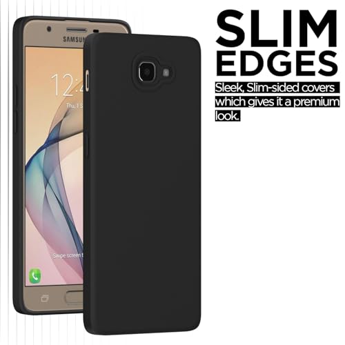 Image of Outlouders Back Cover for Samsung Galaxy J7 Prime | Camera Protection | Durable Soft Matte Silicone Bumper Case (Black)