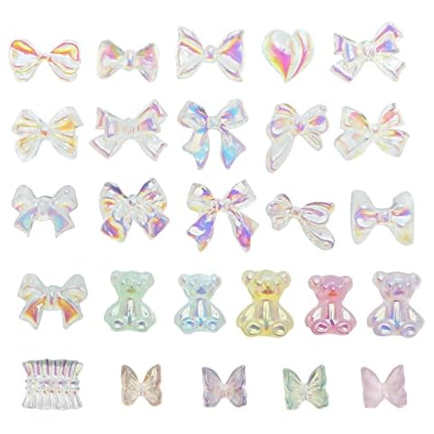 200 Stück 3D Bär Schmetterling Nagelkunst Charm Nail Art Dekoration Zubehör aus Harz für Damen Mädchen Salon DIY Cover