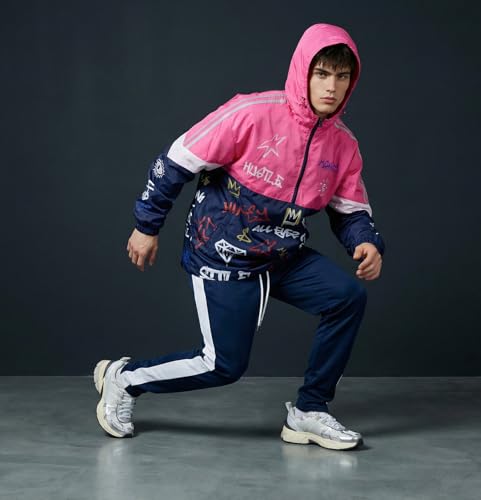 Image of SCREENSHOT Mens Streetwear Windbreaker Jacket - Lightweight Graphic Hoodie, Graffiti Hip Hop Urban Fashion Pullover Top