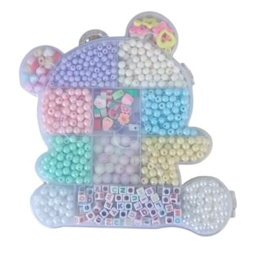 Kit Miçangas Panda 1420 Peças Maleta Pulseira Colar Miçangas Bijuteria (Panda Cintilante)
