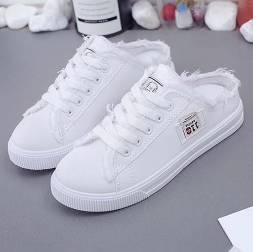 Baskets blanches faciles à enfiler et mocassins de marche légers pour femme